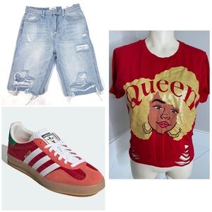 QUEEN DISTRESSED CROP TOP-L